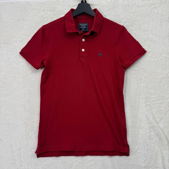 Abercrombie & Fitch Other - Abercrombie & Fitch Polo Shirt Mens XS Red Pique Short Sleeve Moose Logo Preppy